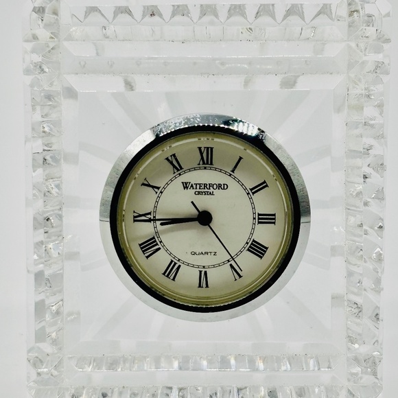 Vintage Waterford Crystal Boudoir/Small Table Clock, Roman Numerals, Circa 1990s - Picture 2 of 8